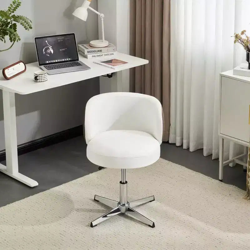 Chaise de bureau pivotante sans accoudoirs Karl Home en PU, sans roulettes, réglable en hauteur, avec support dorsal, coloris blanc et marron