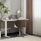 Chaise de bureau pivotante sans accoudoirs Karl Home en PU, sans roulettes, réglable en hauteur, avec support dorsal, coloris blanc et marron