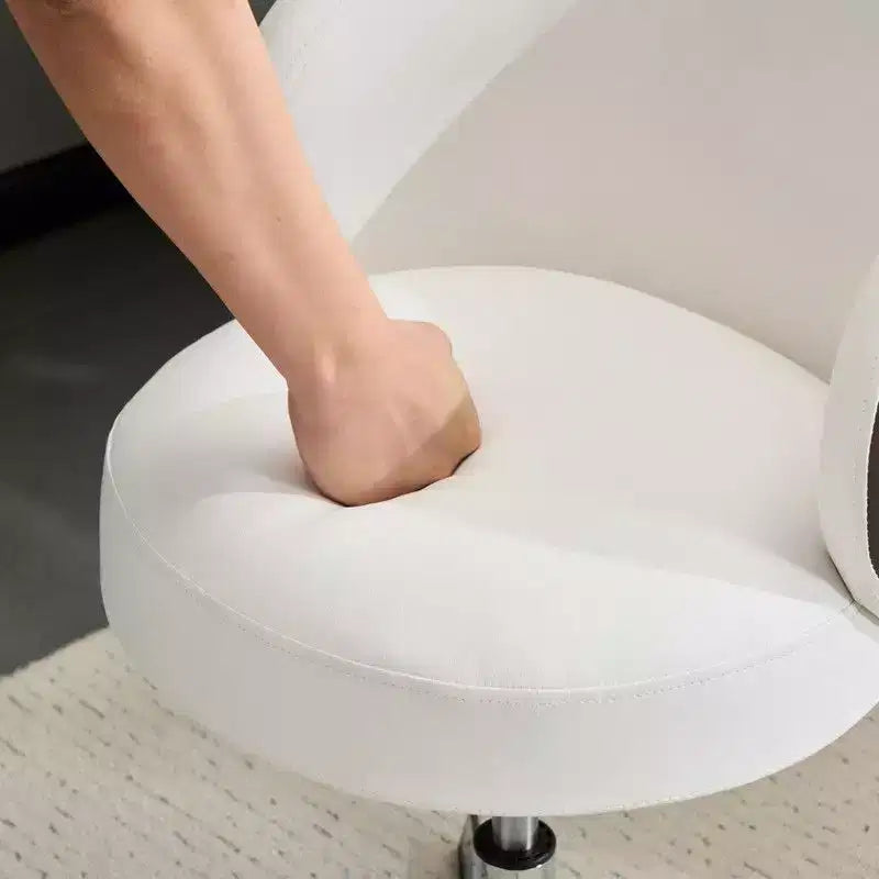 Chaise de bureau pivotante sans accoudoirs Karl Home en PU, sans roulettes, réglable en hauteur, avec support dorsal, coloris blanc et marron