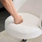 Chaise de bureau pivotante sans accoudoirs Karl Home en PU, sans roulettes, réglable en hauteur, avec support dorsal, coloris blanc et marron