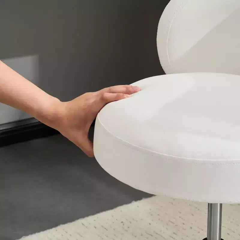 Chaise de bureau pivotante sans accoudoirs Karl Home en PU, sans roulettes, réglable en hauteur, avec support dorsal, coloris blanc et marron