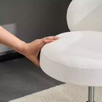 Chaise de bureau pivotante sans accoudoirs Karl Home en PU, sans roulettes, réglable en hauteur, avec support dorsal, coloris blanc et marron