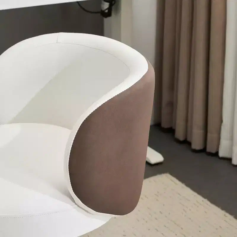 Chaise de bureau pivotante sans accoudoirs Karl Home en PU, sans roulettes, réglable en hauteur, avec support dorsal, coloris blanc et marron