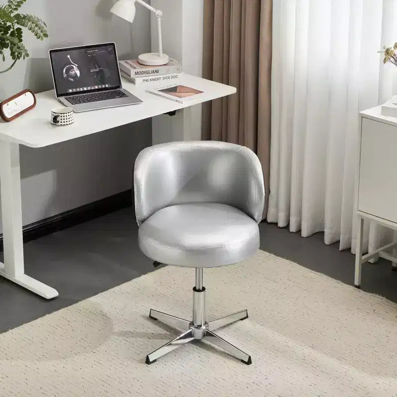 Chaise de bureau pivotante sans accoudoirs Karl Home en PU, sans roulettes, réglable en hauteur, avec support dorsal, coloris blanc et marron