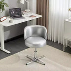 Chaise de bureau pivotante sans accoudoirs Karl Home en PU, sans roulettes, réglable en hauteur, avec support dorsal, coloris blanc et marron