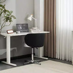 Chaise de bureau pivotante sans accoudoirs Karl Home en PU, sans roulettes, réglable en hauteur, avec support dorsal, coloris blanc et marron