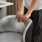 Chaise de bureau pivotante sans accoudoirs Karl Home en PU, sans roulettes, réglable en hauteur, avec support dorsal, coloris blanc et marron
