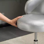 Chaise de bureau pivotante sans accoudoirs Karl Home en PU, sans roulettes, réglable en hauteur, avec support dorsal, coloris blanc et marron