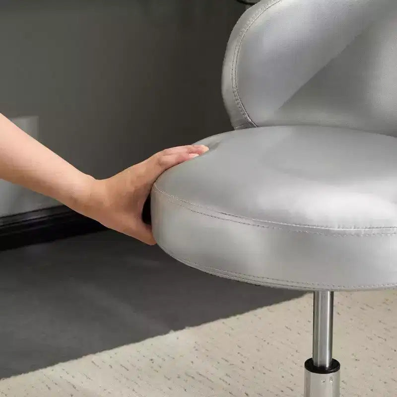 Chaise de bureau pivotante sans accoudoirs Karl Home en PU, sans roulettes, réglable en hauteur, avec support dorsal, coloris blanc et marron