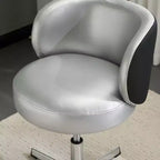 Chaise de bureau pivotante sans accoudoirs Karl Home en PU, sans roulettes, réglable en hauteur, avec support dorsal, coloris blanc et marron