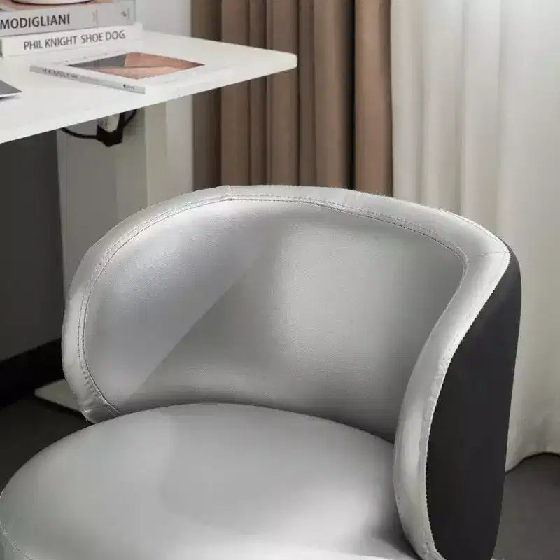 Chaise de bureau pivotante sans accoudoirs Karl Home en PU, sans roulettes, réglable en hauteur, avec support dorsal, coloris blanc et marron