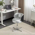 Chaise de bureau pivotante sans accoudoirs Karl Home en PU, sans roulettes, réglable en hauteur, avec support dorsal, coloris blanc et marron