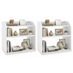 Costway 2PCS-3-Tier Desktop Bookshelf w/Raised Top Guardrails Space-Saving Display Shelf