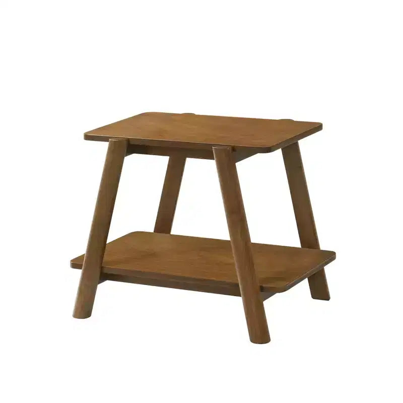 Petits jouets amusants de la marque Metz Mid-Century Modern Wood Shelf End Table, finition noyer