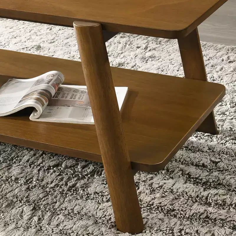 Petits jouets amusants de la marque Metz Mid-Century Modern Wood Shelf End Table, finition noyer