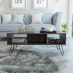 Fun little toys brand Vassel Coffee Table, Hairpin Legs, Two Shelves -Espresso