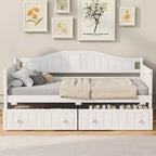 FAMYYT Twin Size Wooden Daybed with 2 Drawers, Easy Assembly, White