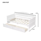FAMYYT Lit banquette double en bois avec 2 tiroirs, assemblage facile, blanc