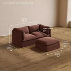 Canapé 2 places modulaire lavable Anabei + Pouf | Assise Memorix+ et oreiller profilé