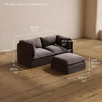 Canapé 2 places modulaire lavable Anabei + Pouf | Assise Memorix+ et oreiller profilé