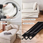 Canapé 2 places modulaire lavable Anabei + Pouf | Assise Memorix+ et oreiller profilé