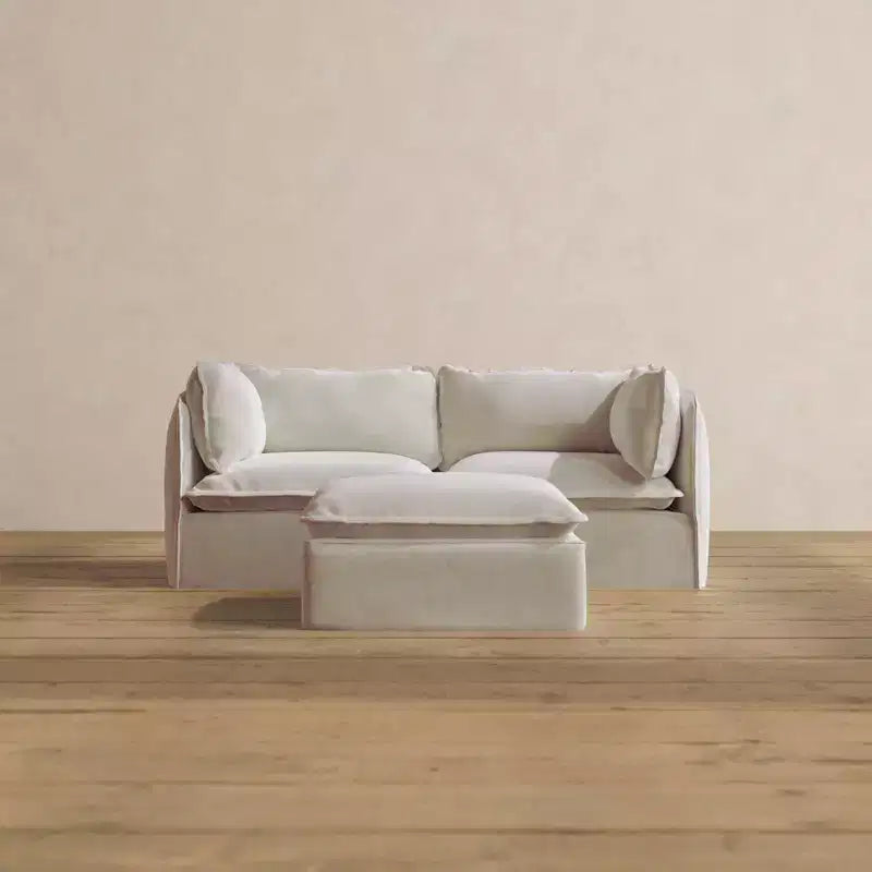Canapé 2 places modulaire lavable Anabei + Pouf | Assise Memorix+ et oreiller profilé