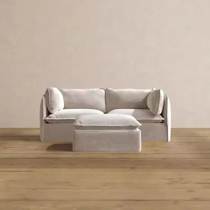 Canapé 2 places modulaire lavable Anabei + Pouf | Assise Memorix+ et oreiller profilé