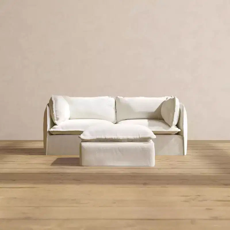 Canapé 2 places modulaire lavable Anabei + Pouf | Assise Memorix+ et oreiller profilé