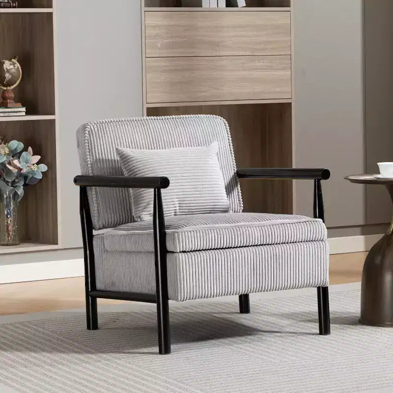 Fauteuil d'appoint rembourré GDFStudio Joule de style moderne du milieu du siècle avec siège de rangement et oreiller