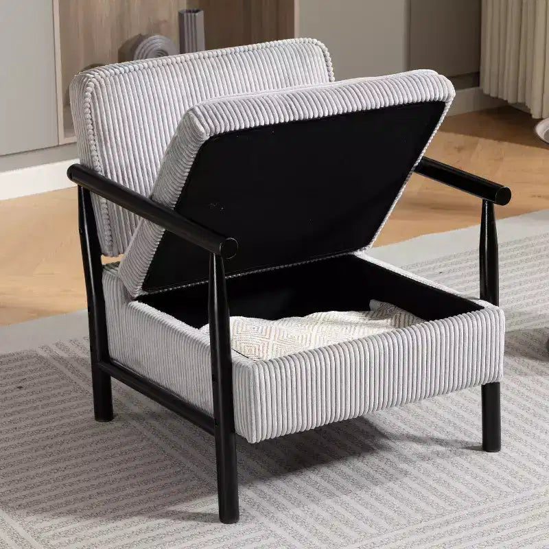 Fauteuil d'appoint rembourré GDFStudio Joule de style moderne du milieu du siècle avec siège de rangement et oreiller