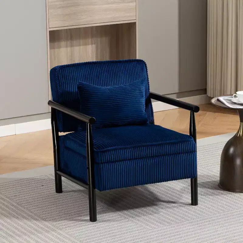 Fauteuil d'appoint rembourré GDFStudio Joule de style moderne du milieu du siècle avec siège de rangement et oreiller