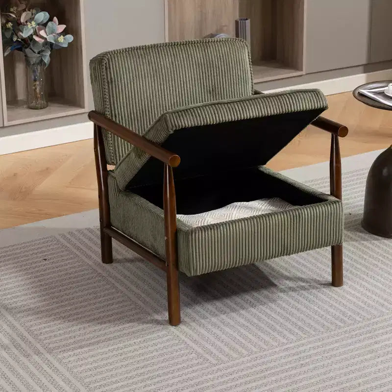 Fauteuil d'appoint rembourré GDFStudio Joule de style moderne du milieu du siècle avec siège de rangement et oreiller