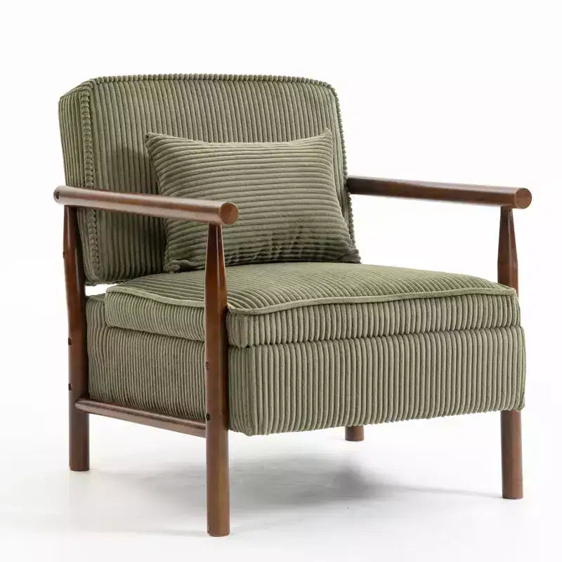 Fauteuil d'appoint rembourré GDFStudio Joule de style moderne du milieu du siècle avec siège de rangement et oreiller