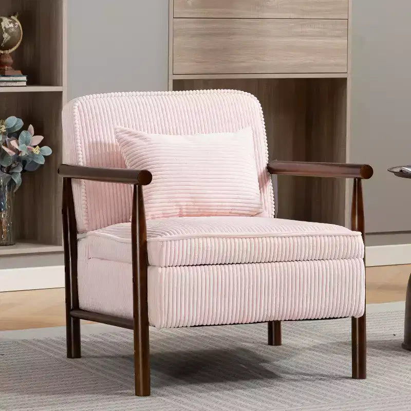 Fauteuil d'appoint rembourré GDFStudio Joule de style moderne du milieu du siècle avec siège de rangement et oreiller