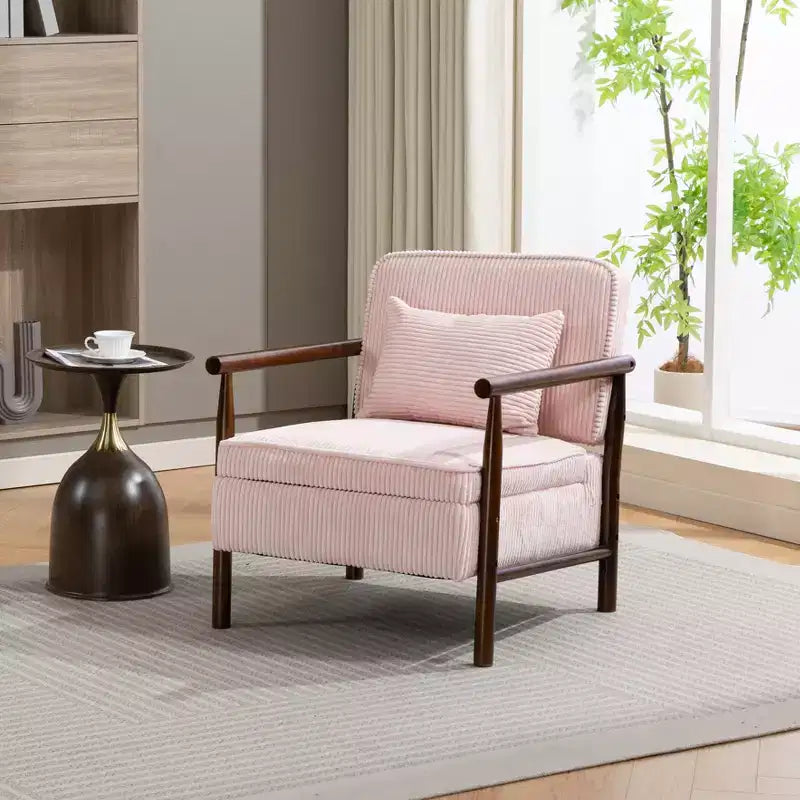 Fauteuil d'appoint rembourré GDFStudio Joule de style moderne du milieu du siècle avec siège de rangement et oreiller