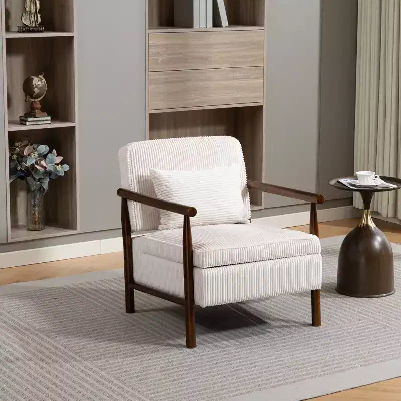 Fauteuil d'appoint rembourré GDFStudio Joule de style moderne du milieu du siècle avec siège de rangement et oreiller