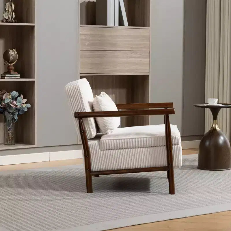 Fauteuil d'appoint rembourré GDFStudio Joule de style moderne du milieu du siècle avec siège de rangement et oreiller