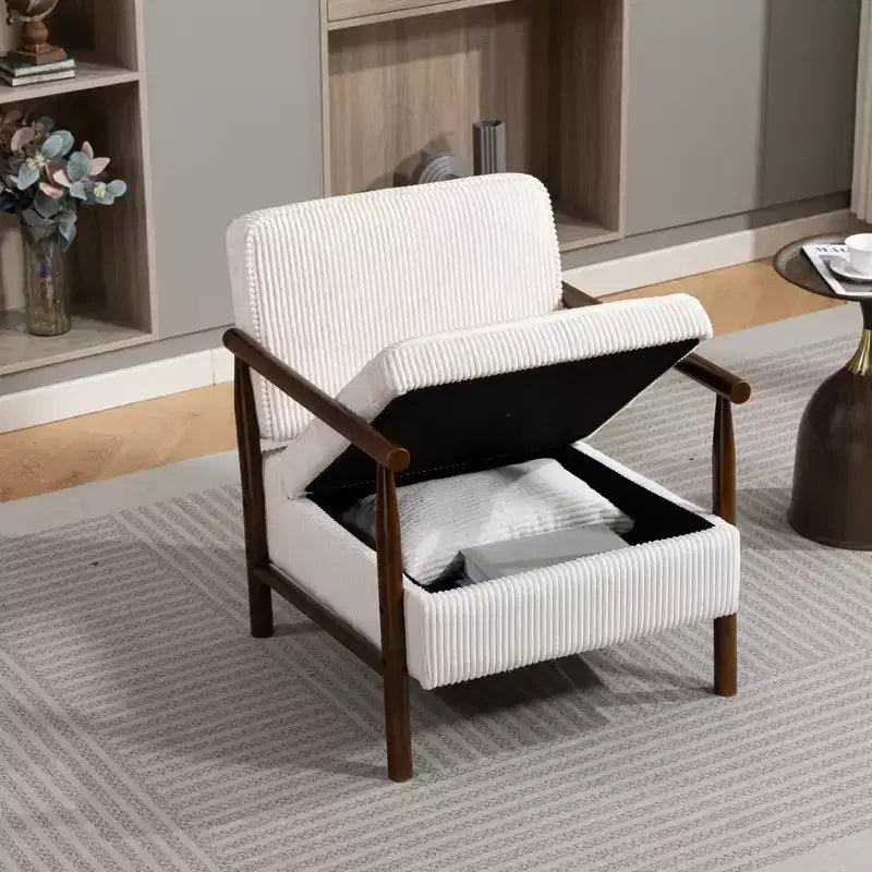 Fauteuil d'appoint rembourré GDFStudio Joule de style moderne du milieu du siècle avec siège de rangement et oreiller