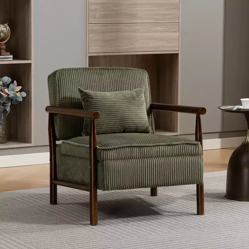Fauteuil d'appoint rembourré GDFStudio Joule de style moderne du milieu du siècle avec siège de rangement et oreiller