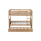 Lit superposé Whisen Full sur Full, cadre en bois d'hévéa pour enfants, mobilier de chambre d'intérieur, convertible en 2 lits séparés, lit gigogne coulissant - Naturel