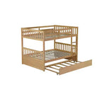Lit superposé Whisen Full sur Full, cadre en bois d'hévéa pour enfants, mobilier de chambre d'intérieur, convertible en 2 lits séparés, lit gigogne coulissant - Naturel