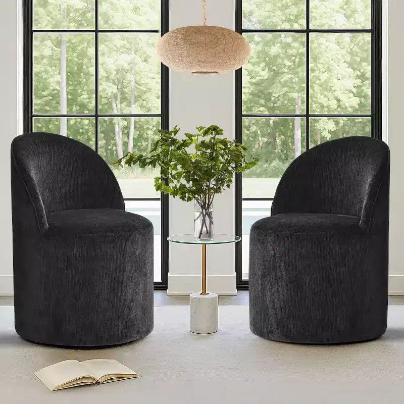 Fauteuil d'appoint pivotant moderne en chenille avec roulettes, fauteuil roulant sans accoudoirs pour salon, chambre ou bureau à domicile - Panipeachy