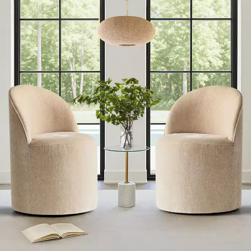 Fauteuil d'appoint pivotant moderne en chenille avec roulettes, fauteuil roulant sans accoudoirs pour salon, chambre ou bureau à domicile - Panipeachy