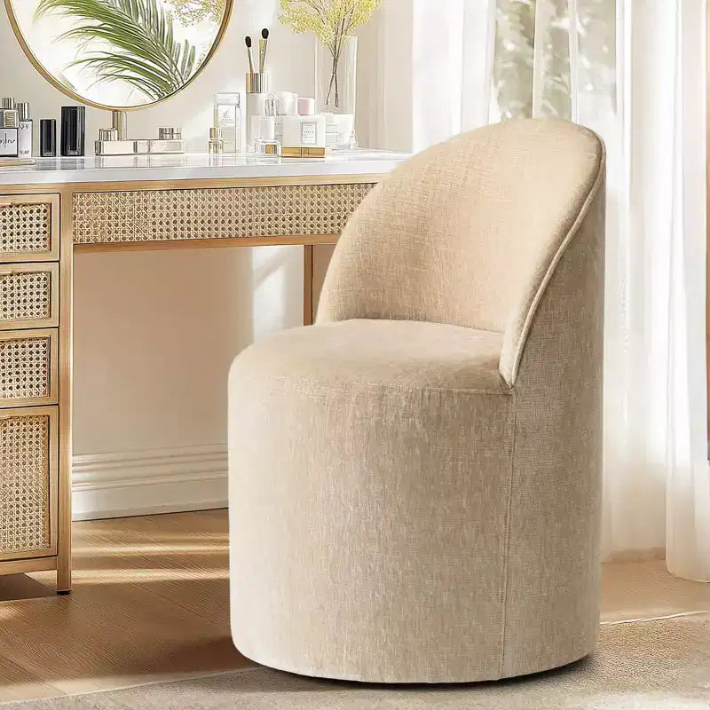 Fauteuil d'appoint pivotant moderne en chenille avec roulettes, fauteuil roulant sans accoudoirs pour salon, chambre ou bureau à domicile - Panipeachy