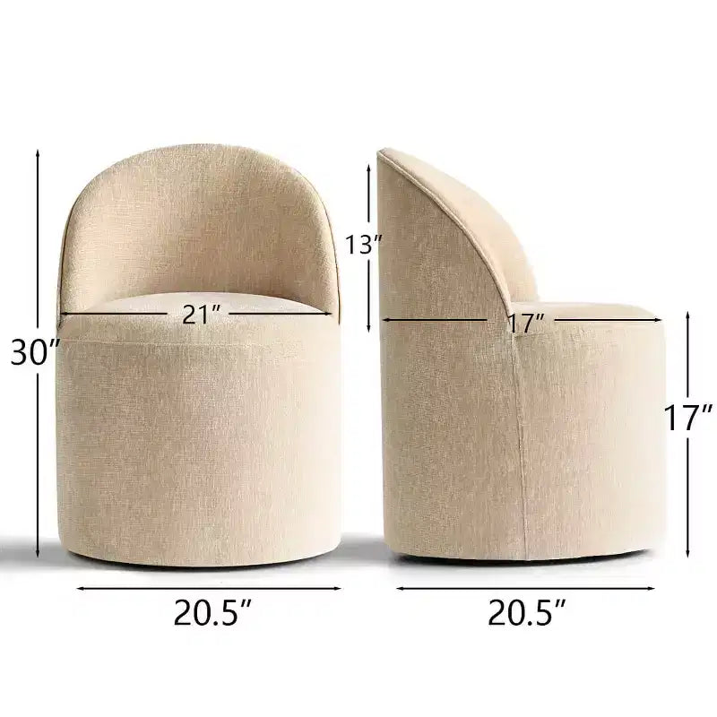 Fauteuil d'appoint pivotant moderne en chenille avec roulettes, fauteuil roulant sans accoudoirs pour salon, chambre ou bureau à domicile - Panipeachy