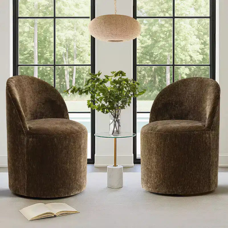Fauteuil d'appoint pivotant moderne en chenille avec roulettes, fauteuil roulant sans accoudoirs pour salon, chambre ou bureau à domicile - Panipeachy