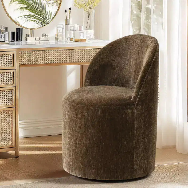 Fauteuil d'appoint pivotant moderne en chenille avec roulettes, fauteuil roulant sans accoudoirs pour salon, chambre ou bureau à domicile - Panipeachy
