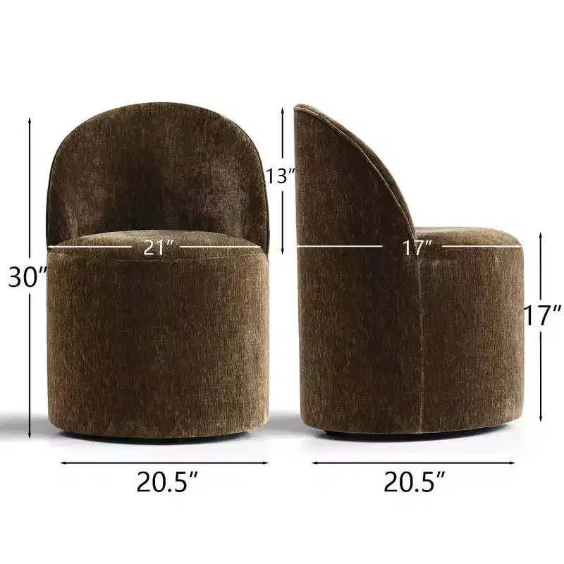 Fauteuil d'appoint pivotant moderne en chenille avec roulettes, fauteuil roulant sans accoudoirs pour salon, chambre ou bureau à domicile - Panipeachy