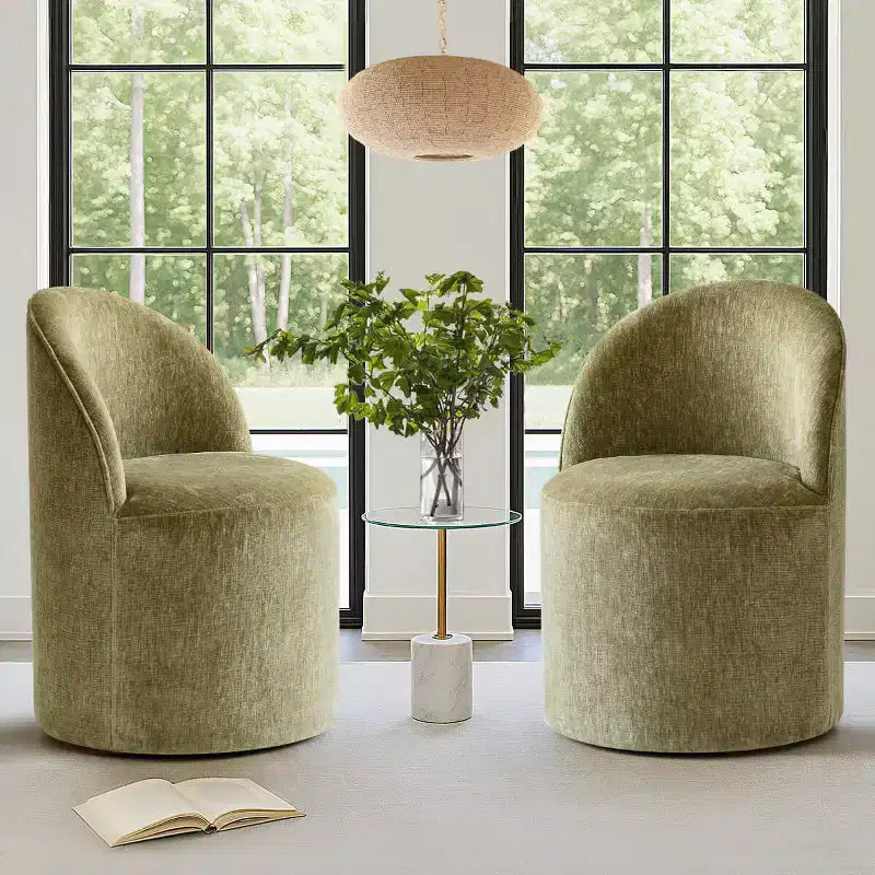 Fauteuil d'appoint pivotant moderne en chenille avec roulettes, fauteuil roulant sans accoudoirs pour salon, chambre ou bureau à domicile - Panipeachy