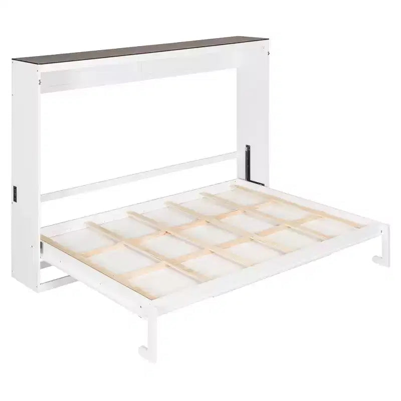 Lit escamotable Queen Size, Lit mural pliant avec prises électriques et ports USB pour chambre à coucher, petits appartements, gain de place - ModernLuxe